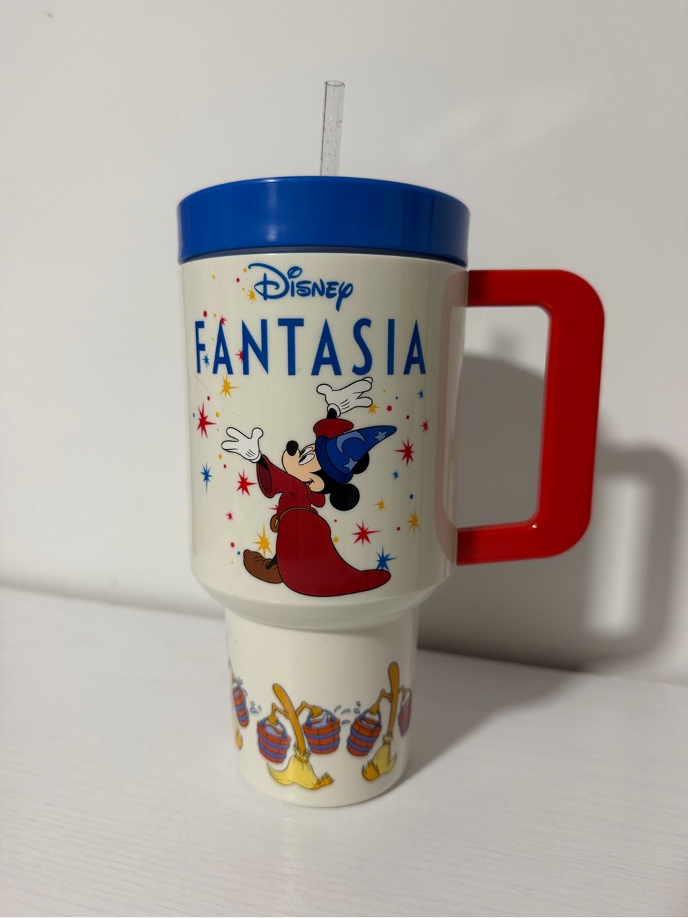 New Disney Parks Mickey Fantasia tumbler with glitter straw cup